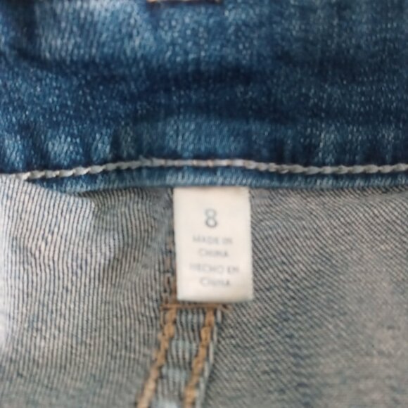 Seven7 Denim Cotton Stretch Jean Bib Overall Shorts Size 8 - Picture 8 of 9